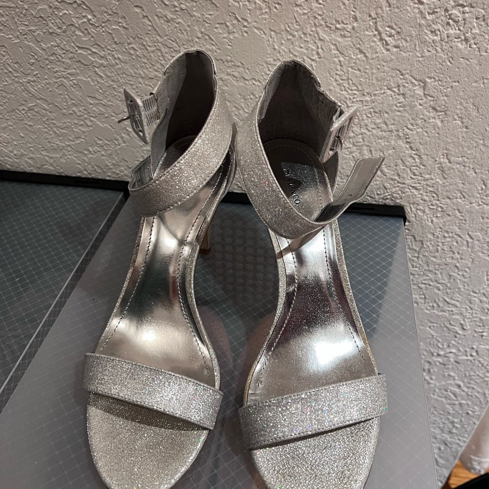 Silver Glitter Heels